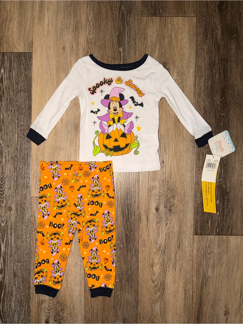 NWT Baby Disney Halloween Minnie Mouse 2 Piece Pajama Set